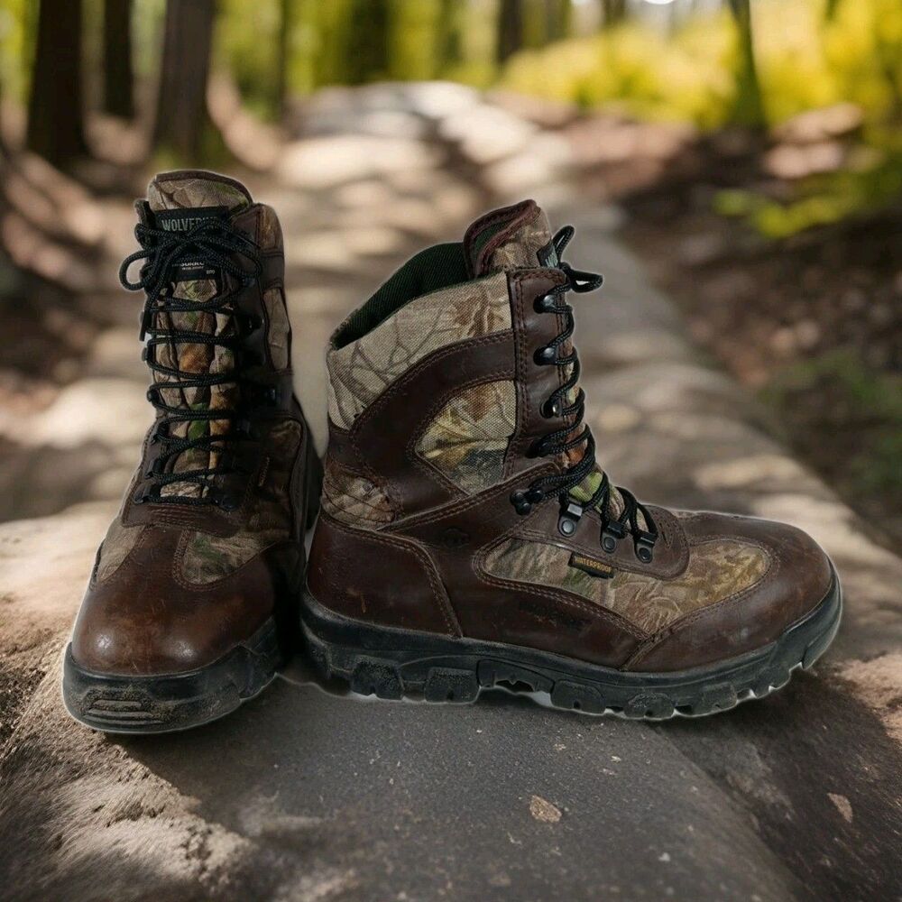 Wolverine Buck Tracker W08087 Men's Sz 12 Waterproof Camo Boots 8" Hunting Work